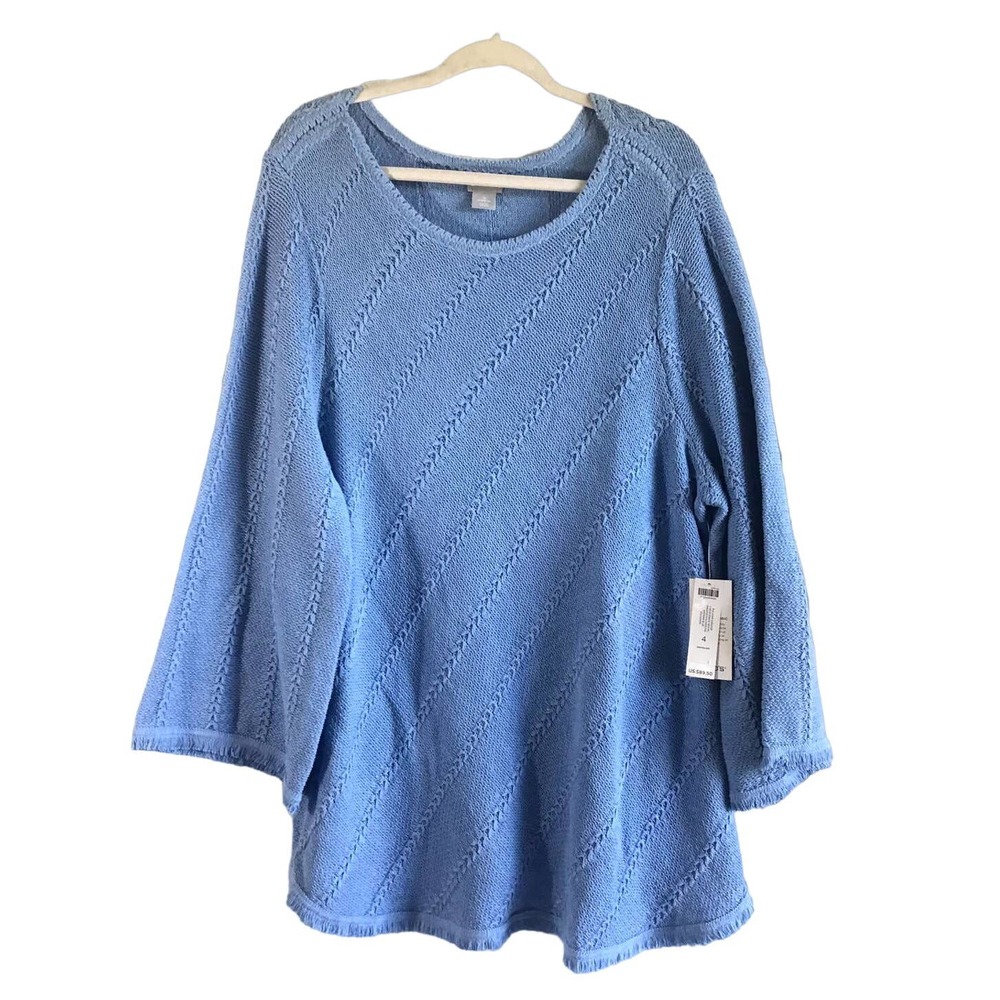 Chico's Blue Textured Sweatshirt